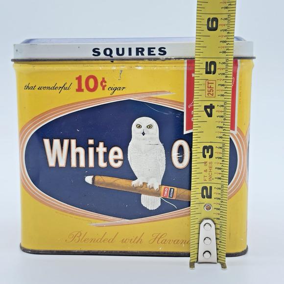Vintage WHITE OWL SQUIRES Havana Cigars 10¢ Cent Cigar Tobacco Tin Empty Prop - Picture 16 of 16